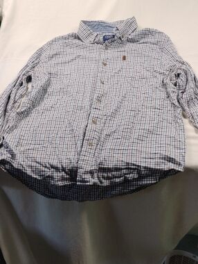 Chaps Men’s Blue and White Plaid Button-Down Shirt Size Large